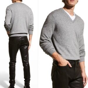 PAOLO MONDO Made In Italy Wool Cashmere Blend Gray V-Neck Sweater Pullover Sz XL